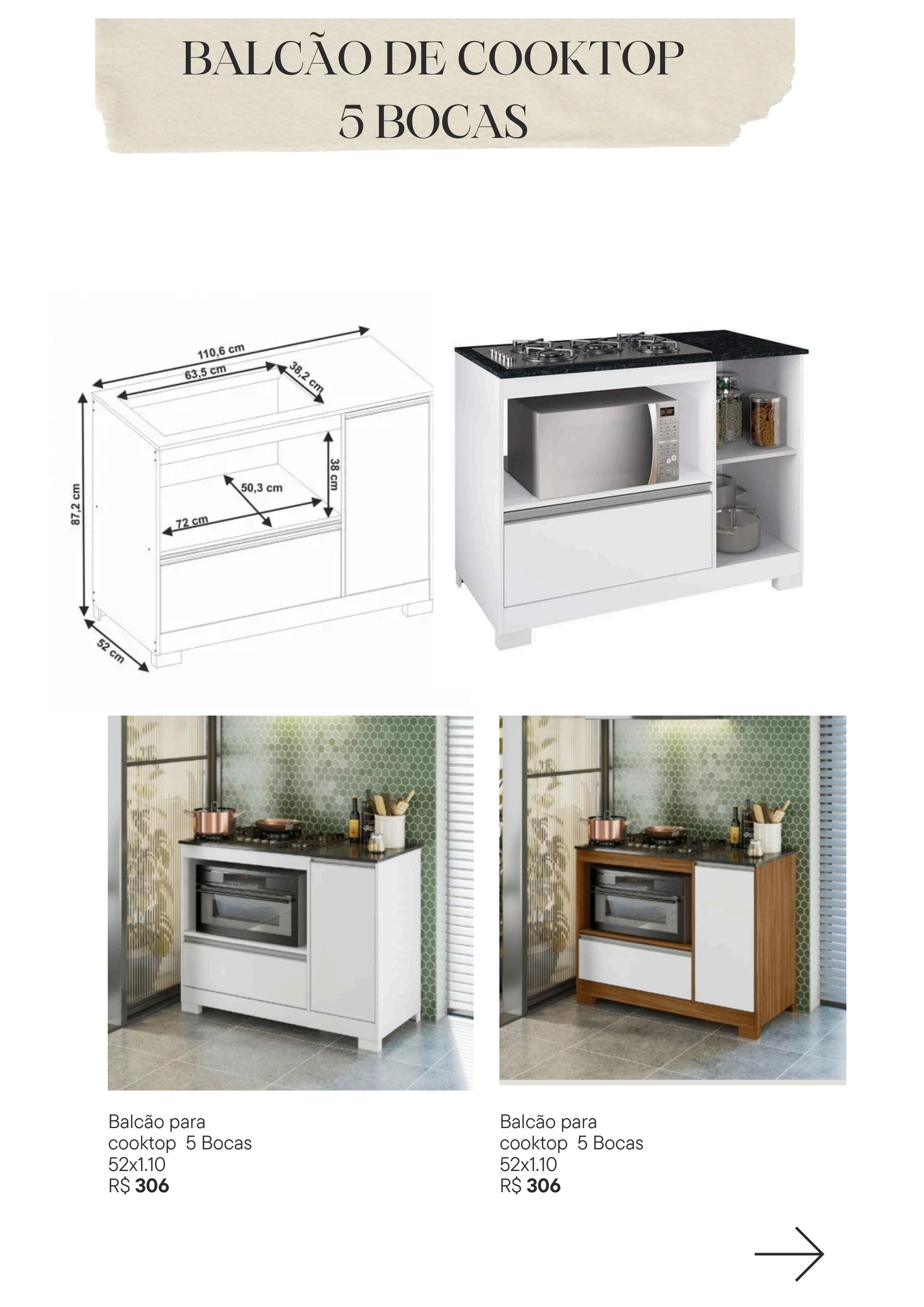 Balcão Cooktop 5 Bocas